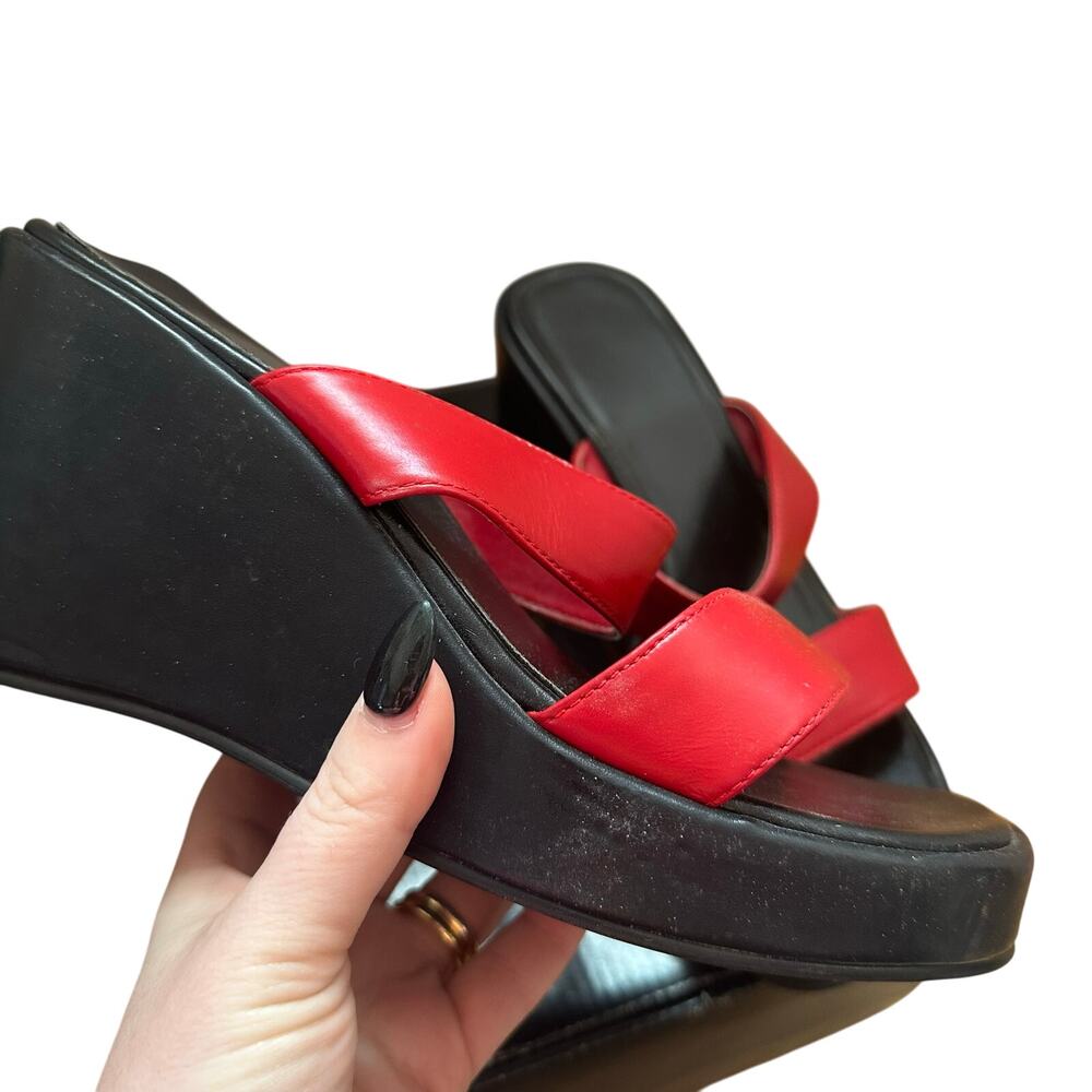 Colin Stuart Red and Black Platform Leather Sandals Size 8.5